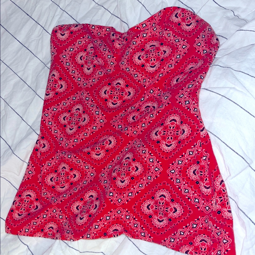 Red bandanna patterned tube top! Size S from Brand “Nollie” shirt is barely worn